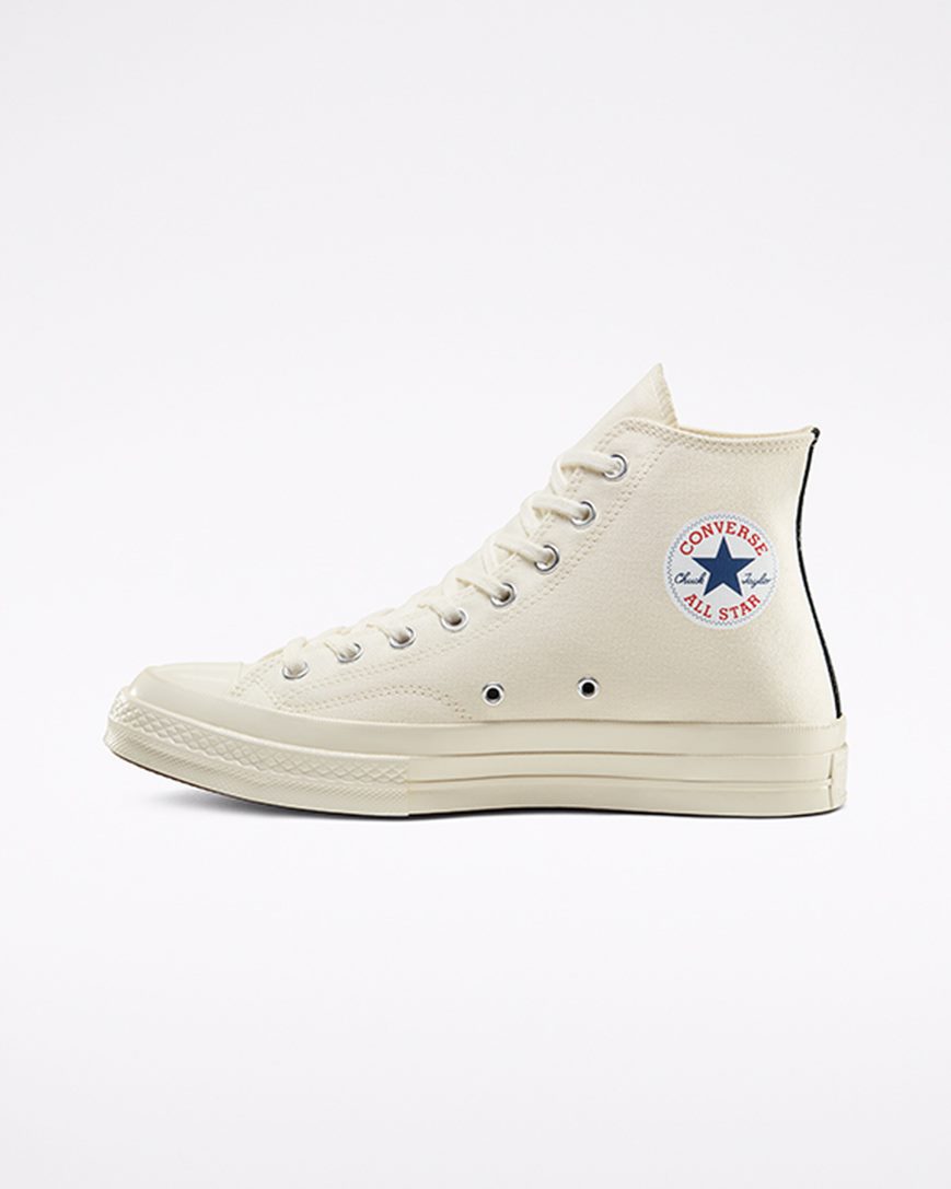 Dámské Boty Vysoké Converse x Comme des Garçons PLAY Chuck 70 Bílé Červené | CZ WBAP41